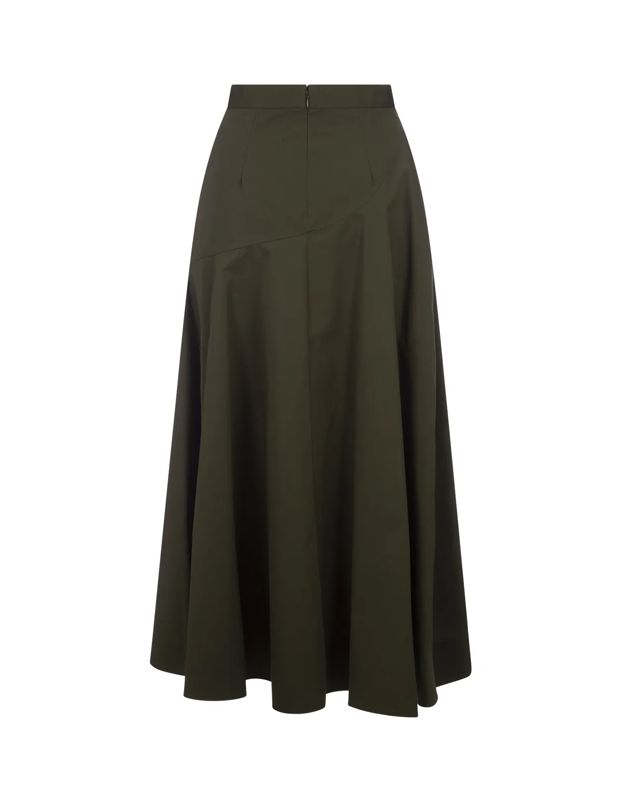 ALEXANDER MCQUEEN Green Flared Asymmetric Midi Skirt