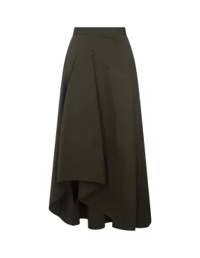 ALEXANDER MCQUEEN Green Flared Asymmetric Midi Skirt