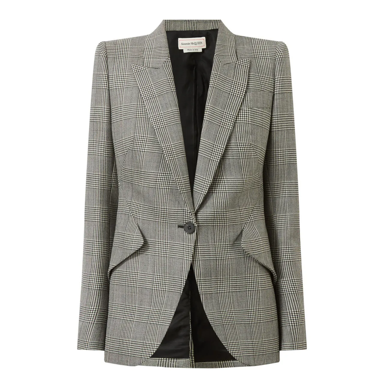 ALEXANDER MCQUEEN Single-Breasted Check Blazer - BlackIvory 1080