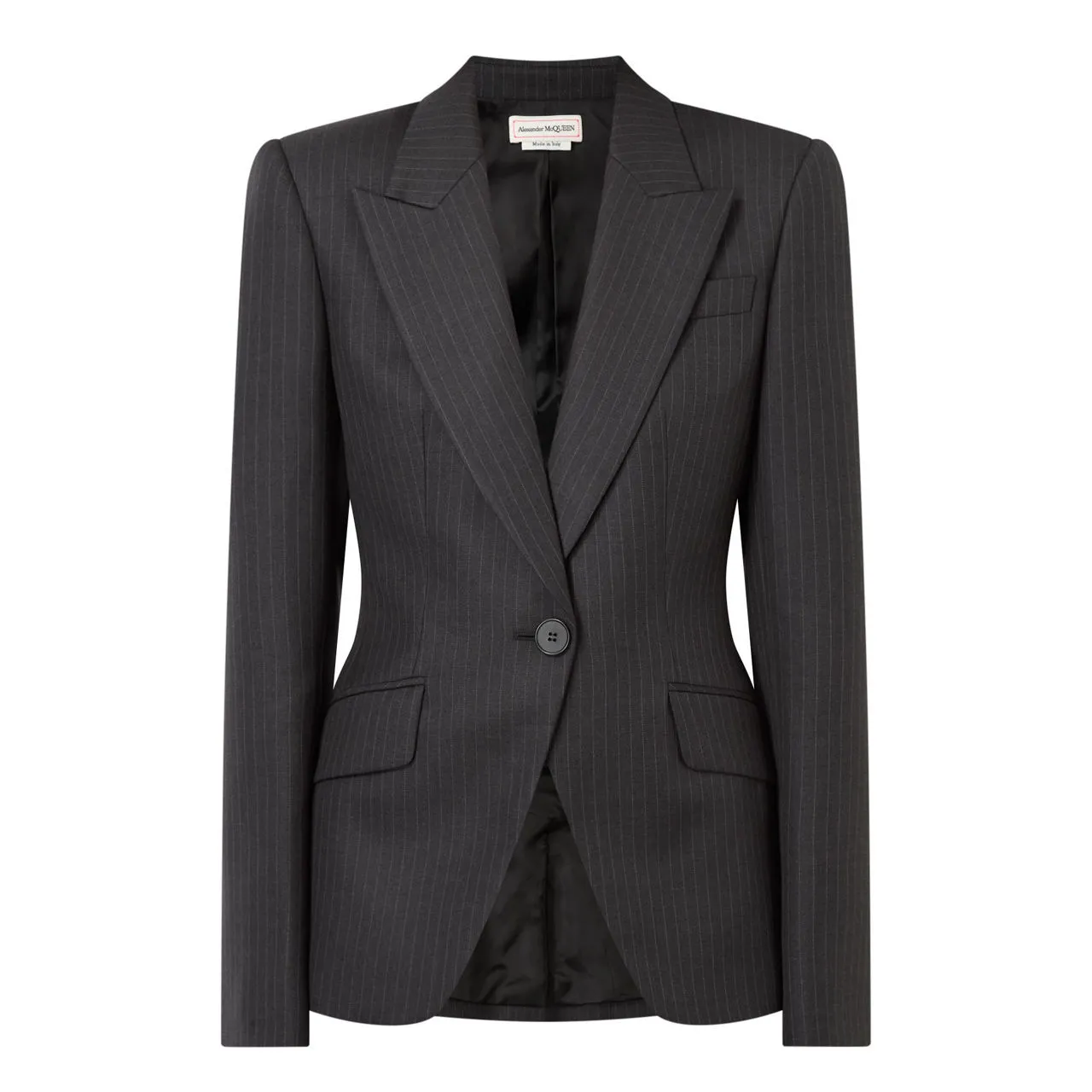 ALEXANDER MCQUEEN Single-Breasted Pinstripe Blazer - Grey