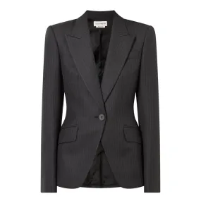 ALEXANDER MCQUEEN Single-Breasted Pinstripe Blazer - Grey