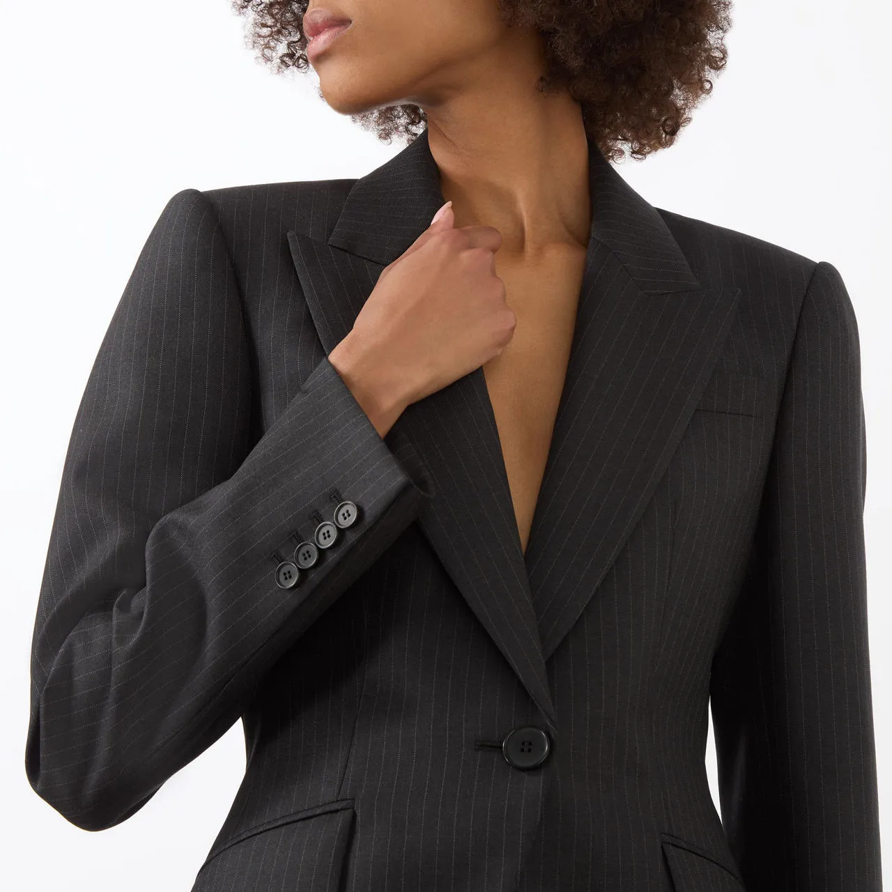 ALEXANDER MCQUEEN Single-Breasted Pinstripe Blazer - Grey