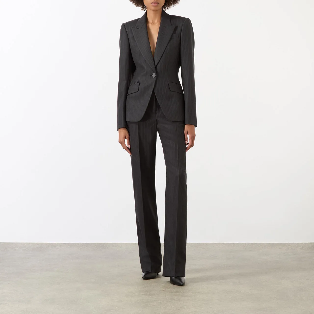 ALEXANDER MCQUEEN Single-Breasted Pinstripe Blazer - Grey