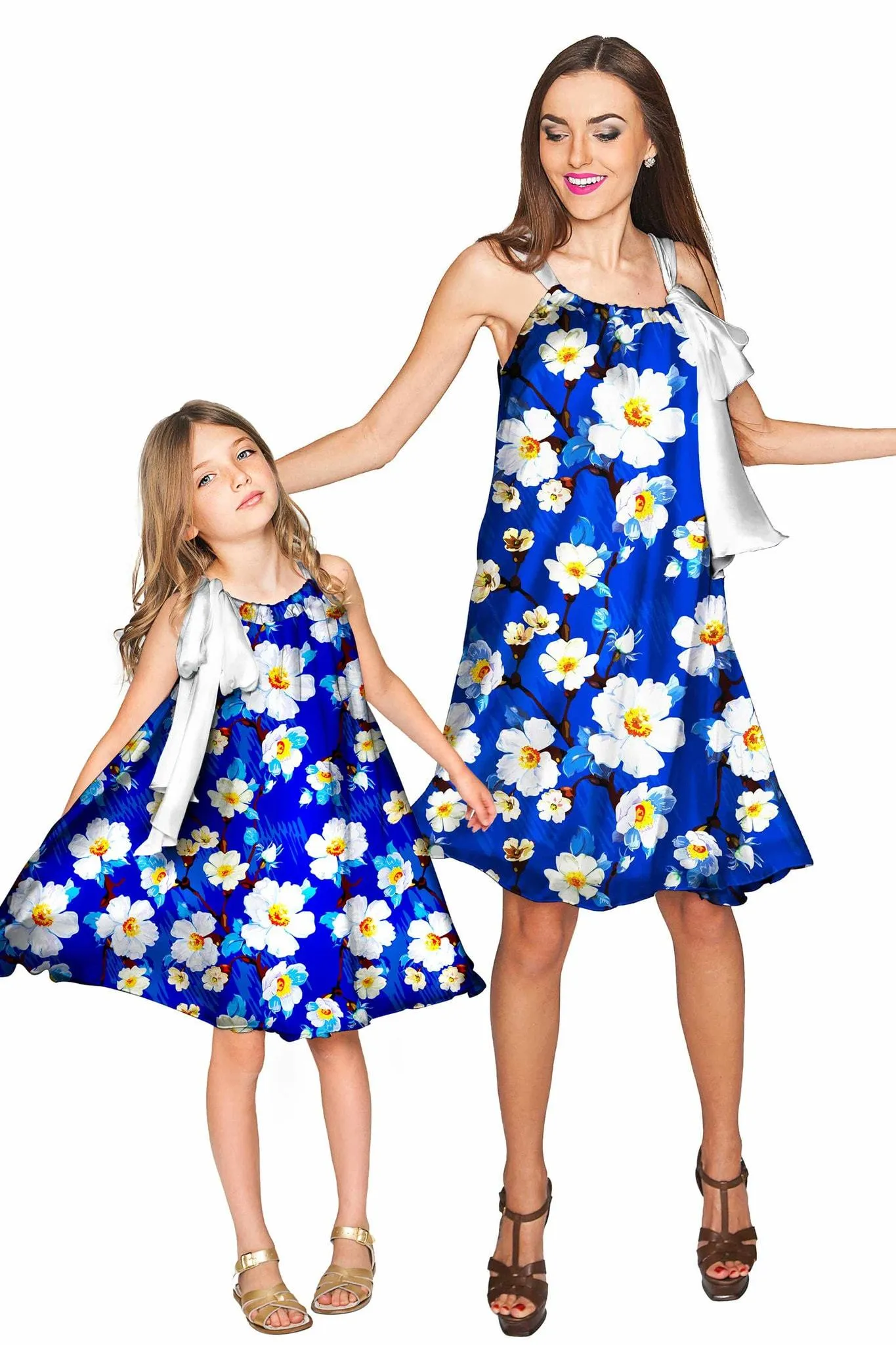 Almond Blossom Melody Blue Chiffon Floral Dress - Women