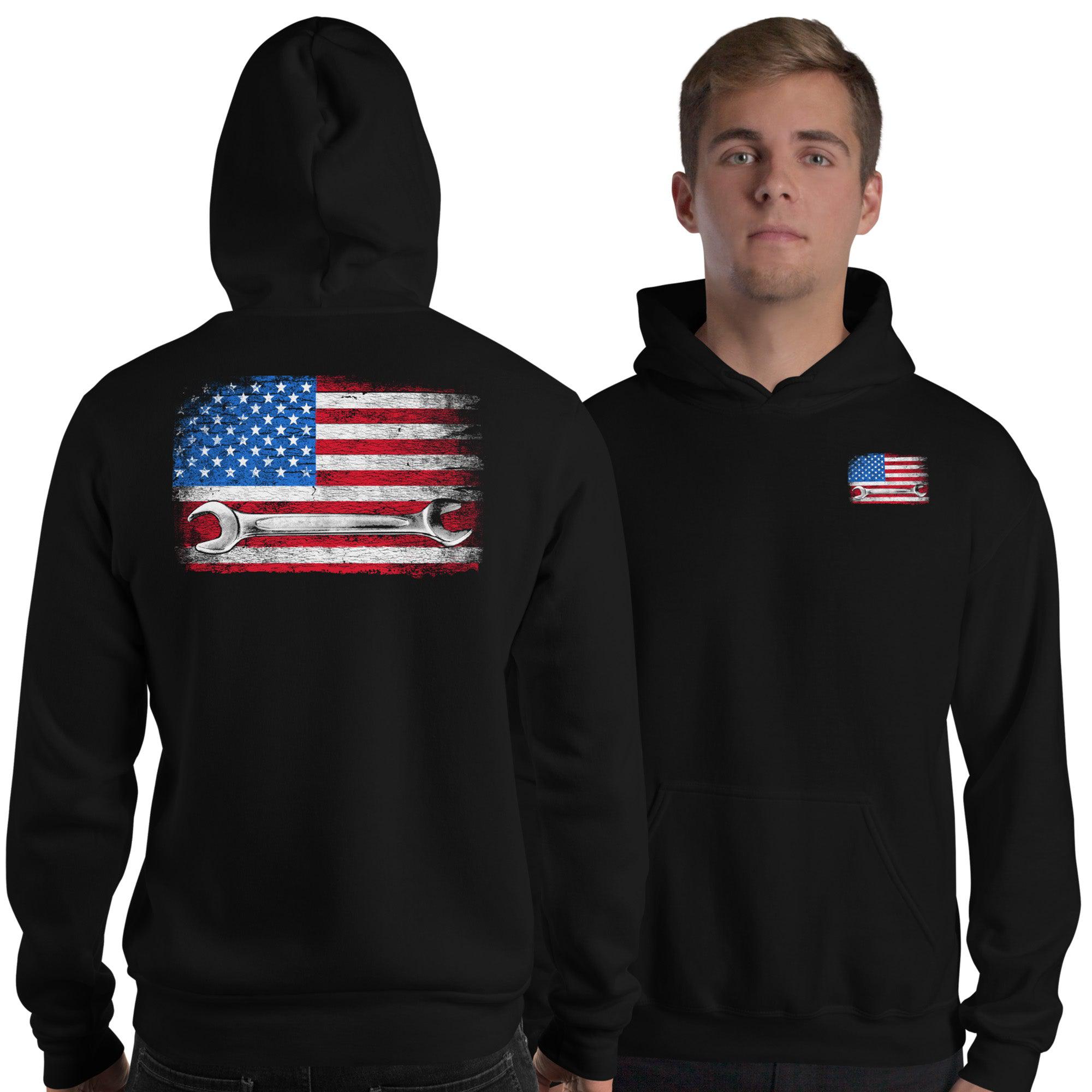 American Flag Mechanic Hoodie Sweatshirt