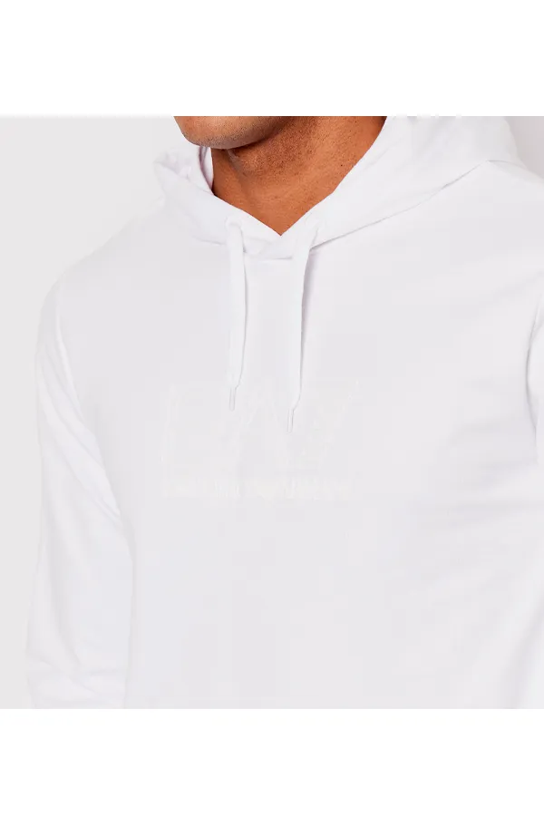 Armani EA7 Regular Hoodie Big Logo White