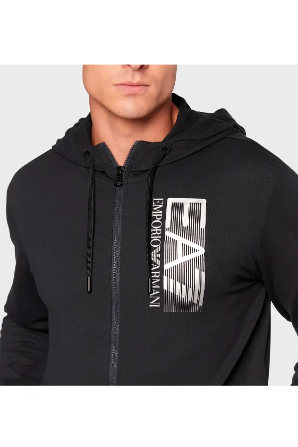 Armani EA7 Zip Hoodie Graphic Marine