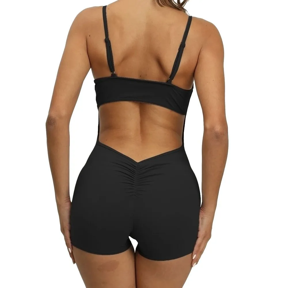 Baller Babe Backless Bodysuit Short - Brown