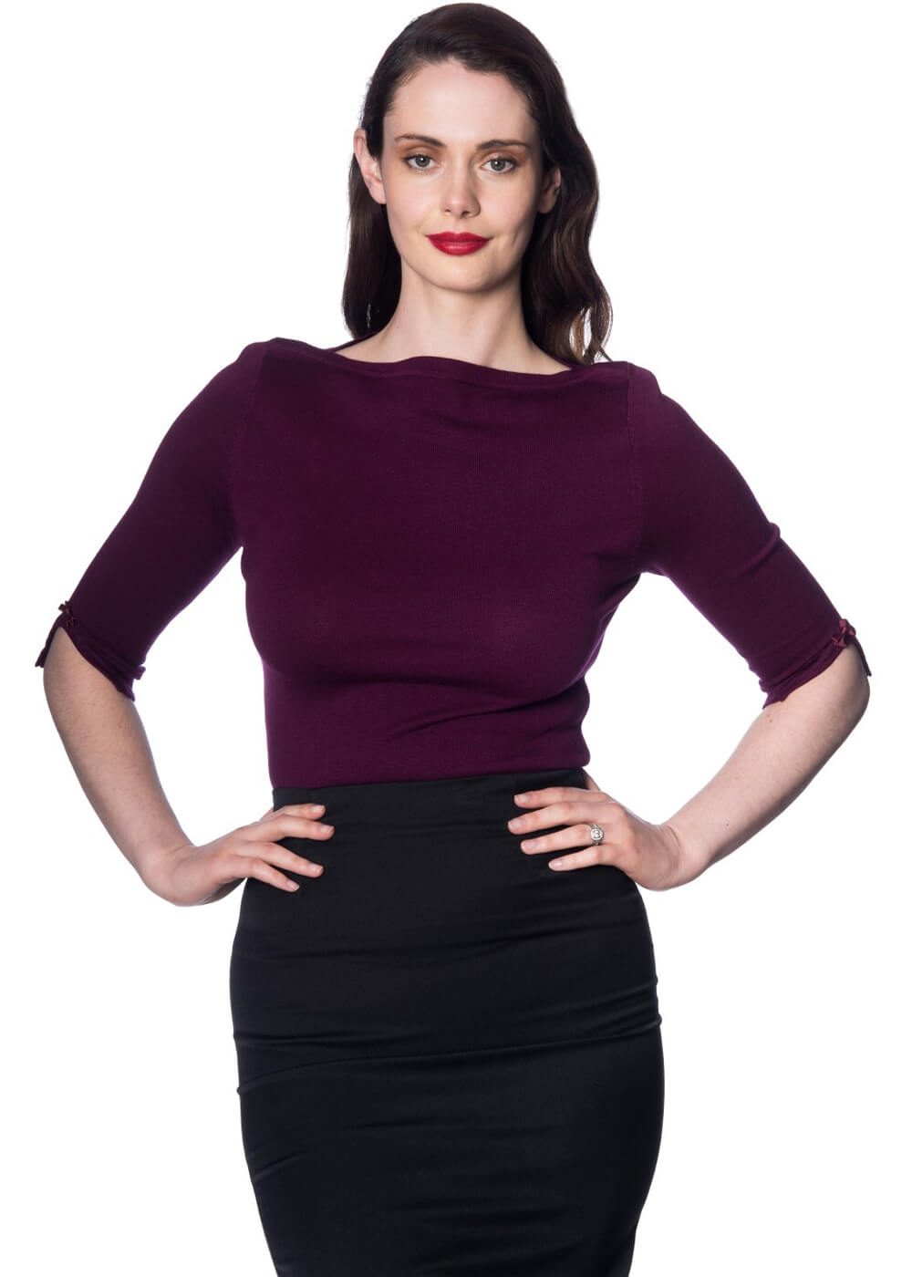 Banned Addicted 50's Jumper Aubergine