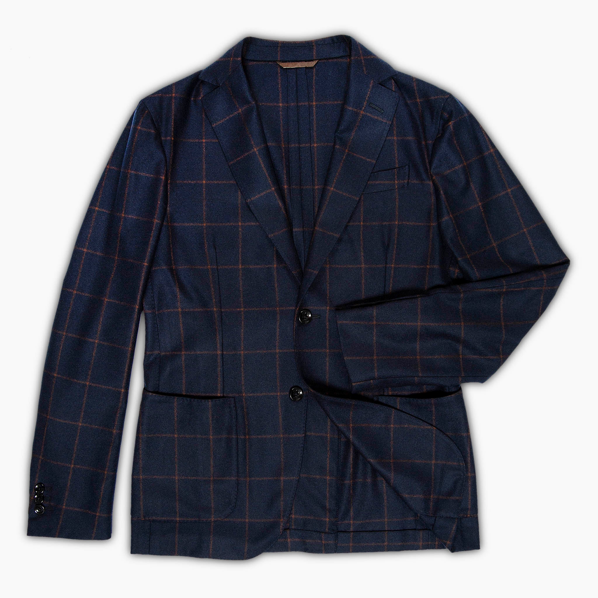 Benoit blazer flannel check 100% cashmere (Blue and Brown)