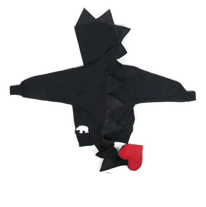 Black Glitter Dragon Hoodie with Tail