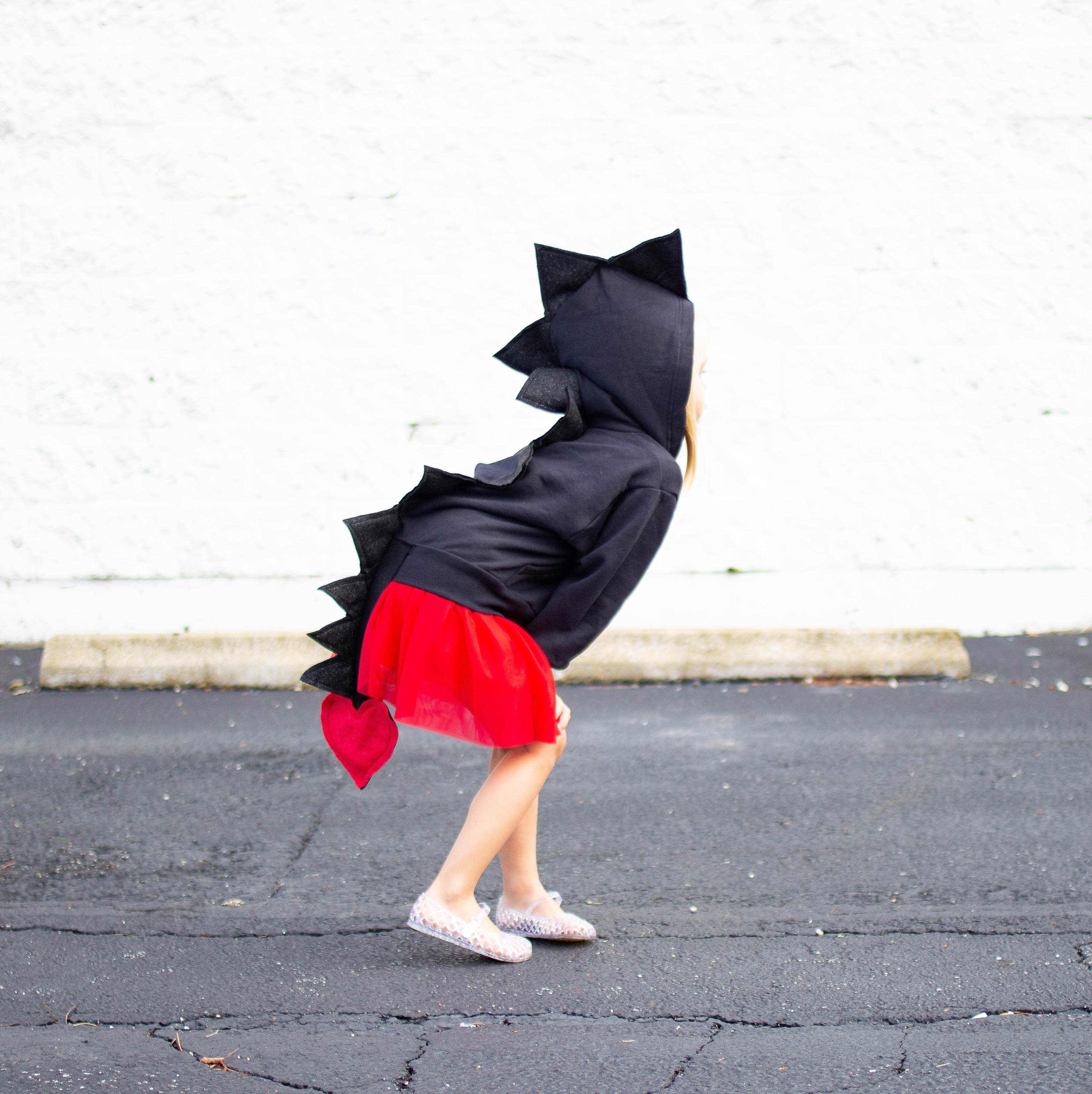 Black Glitter Dragon Hoodie with Tail