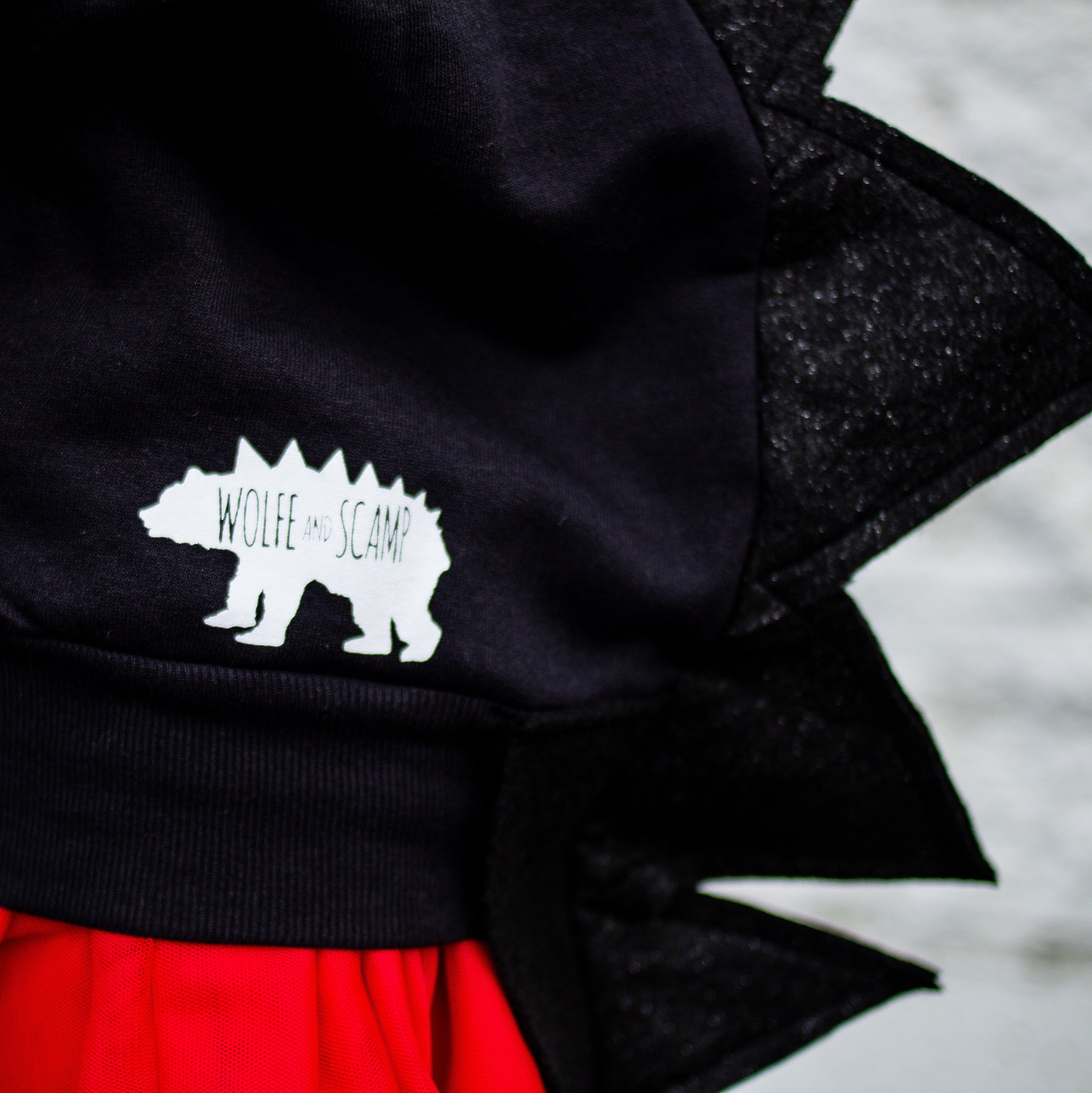 Black Glitter Dragon Hoodie with Tail