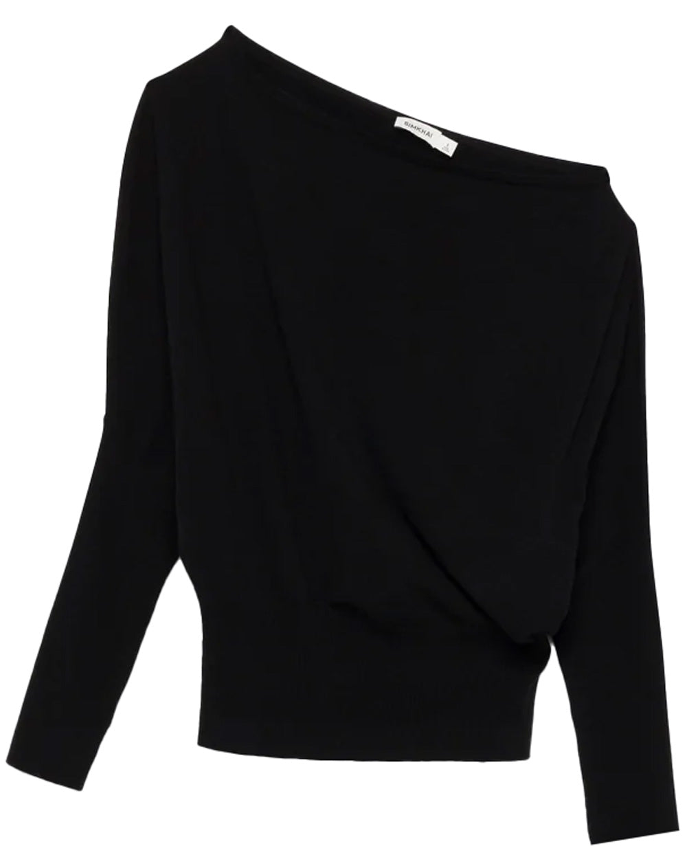 Black Lavina Draped Off Shoulder Sweater