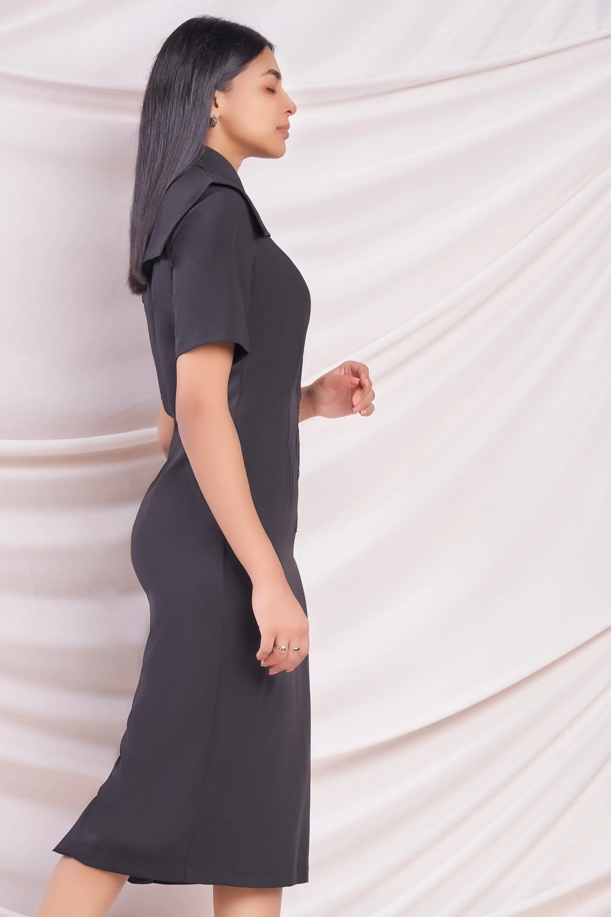 Black Midi Shirt Dress