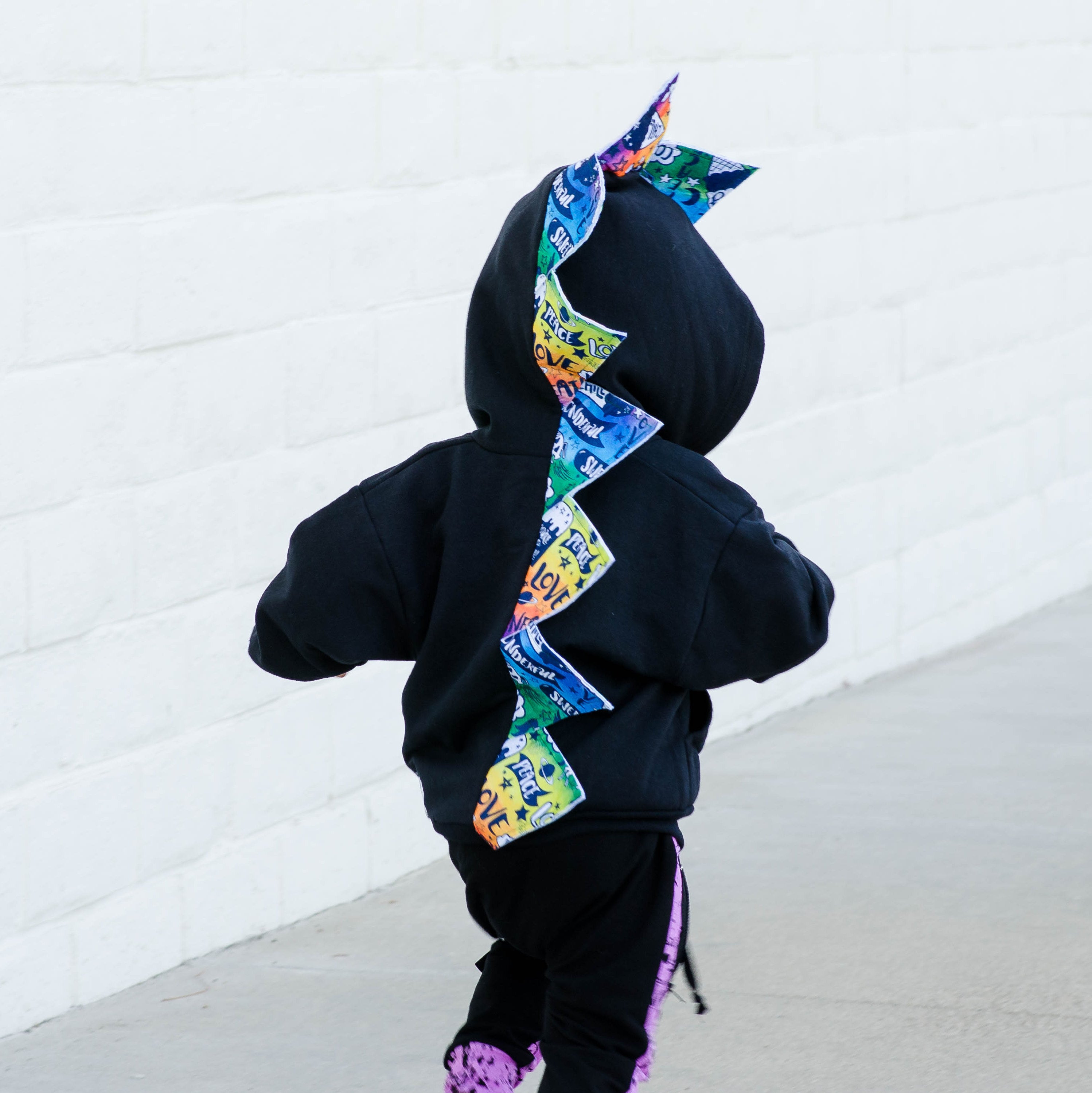 Black Rainbow Dinosaur Spike Hoodie - Unicorn Farts