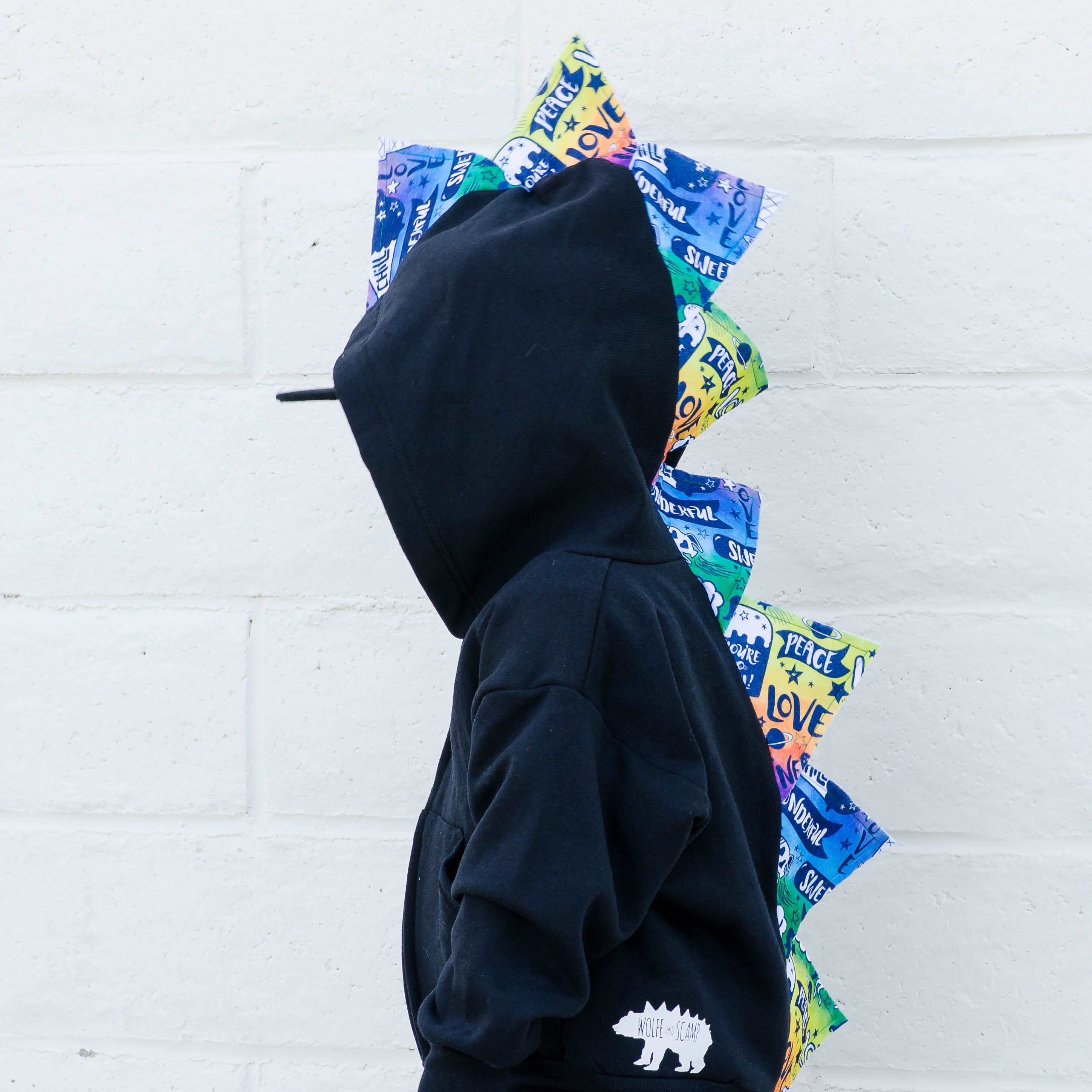 Black Rainbow Dinosaur Spike Hoodie - Unicorn Farts