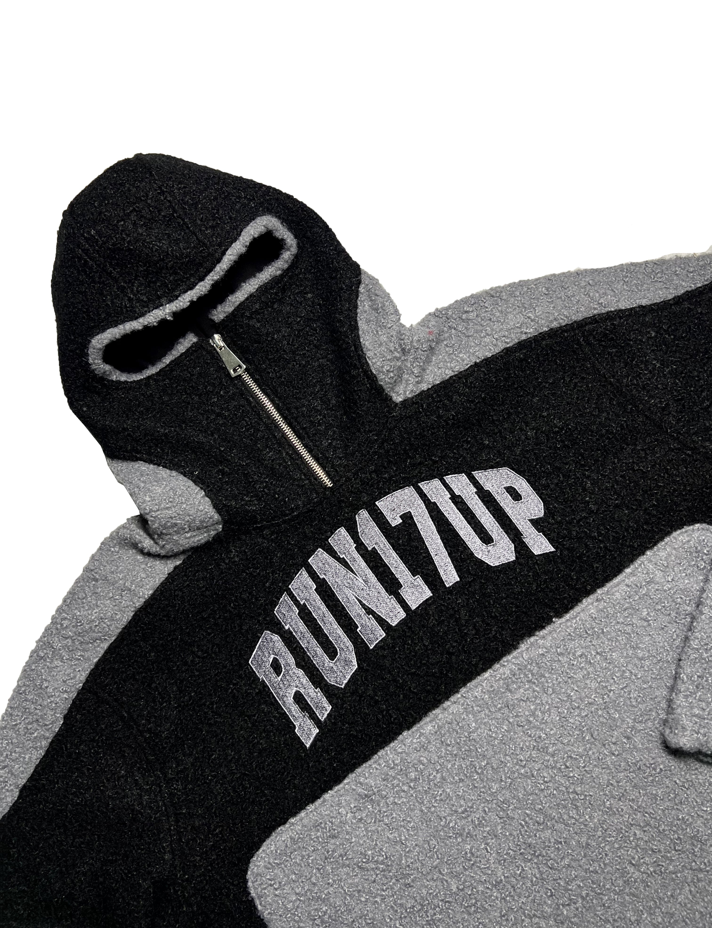 Black Run 17 Up Masked Zip Up Hoodie