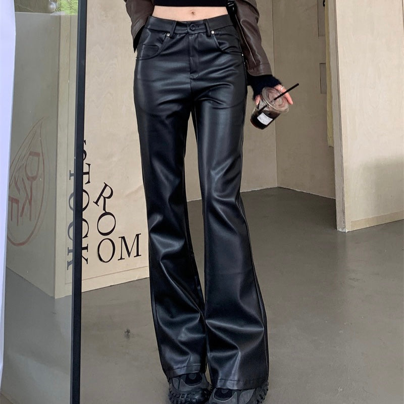 Black Shiny Faux Leather Jeans