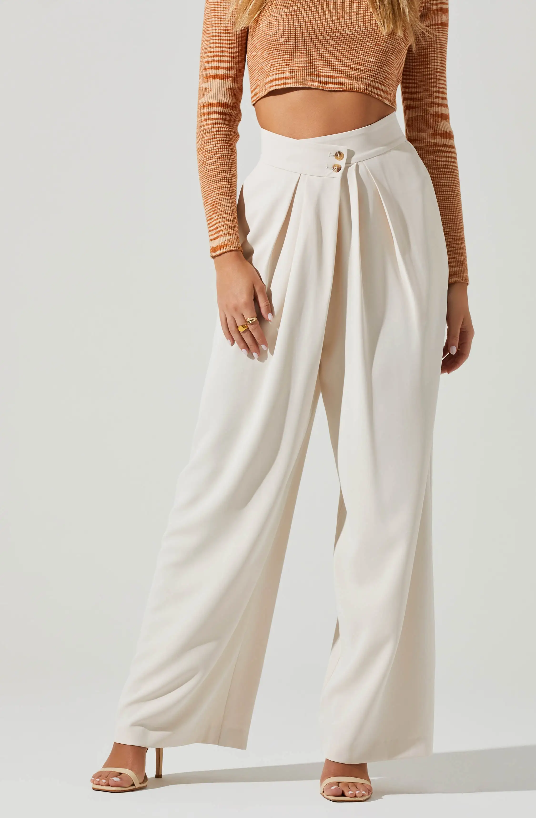 Boyfriend Criss Cross Pleated Wide Leg Pants