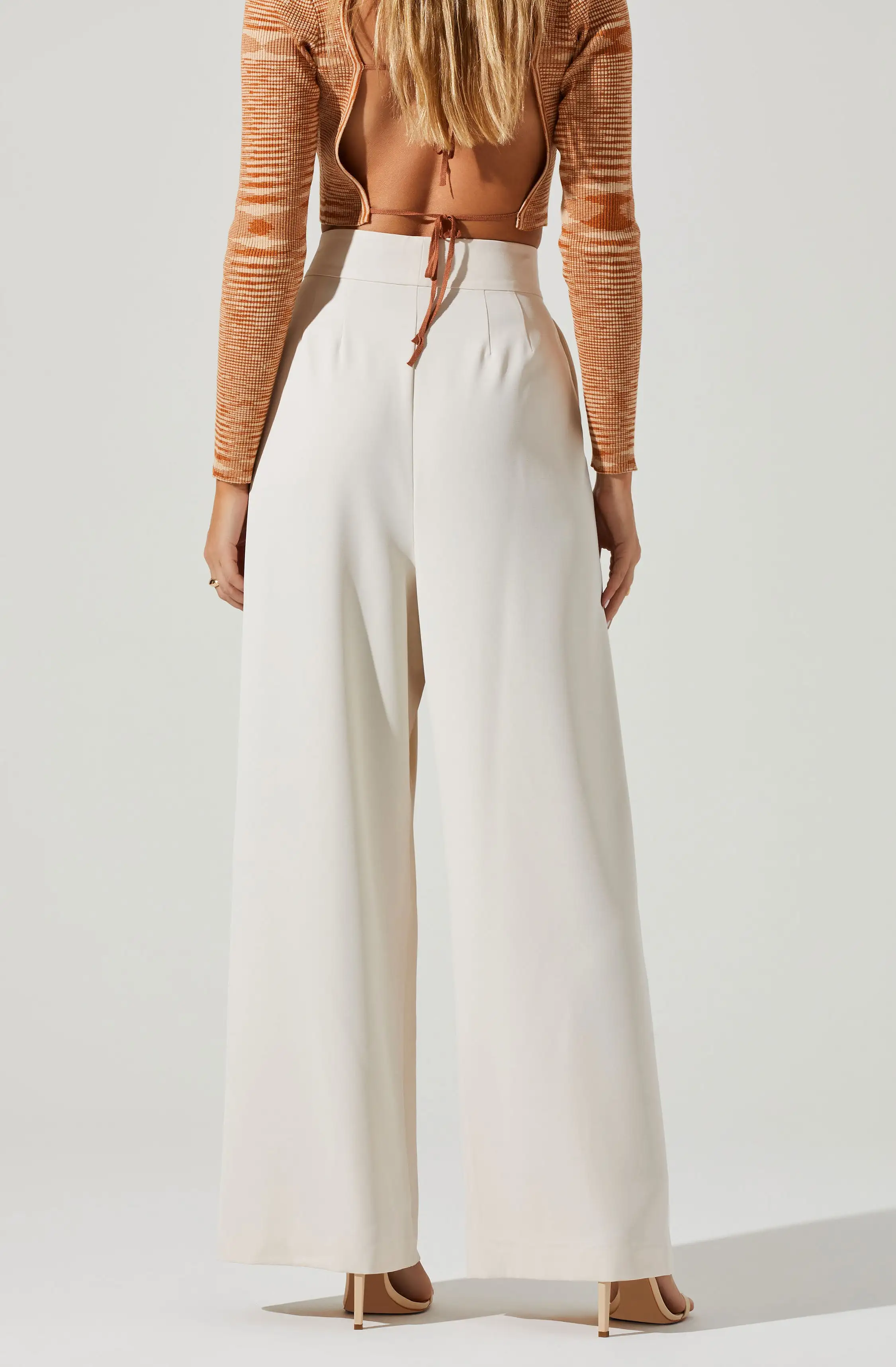 Boyfriend Criss Cross Pleated Wide Leg Pants