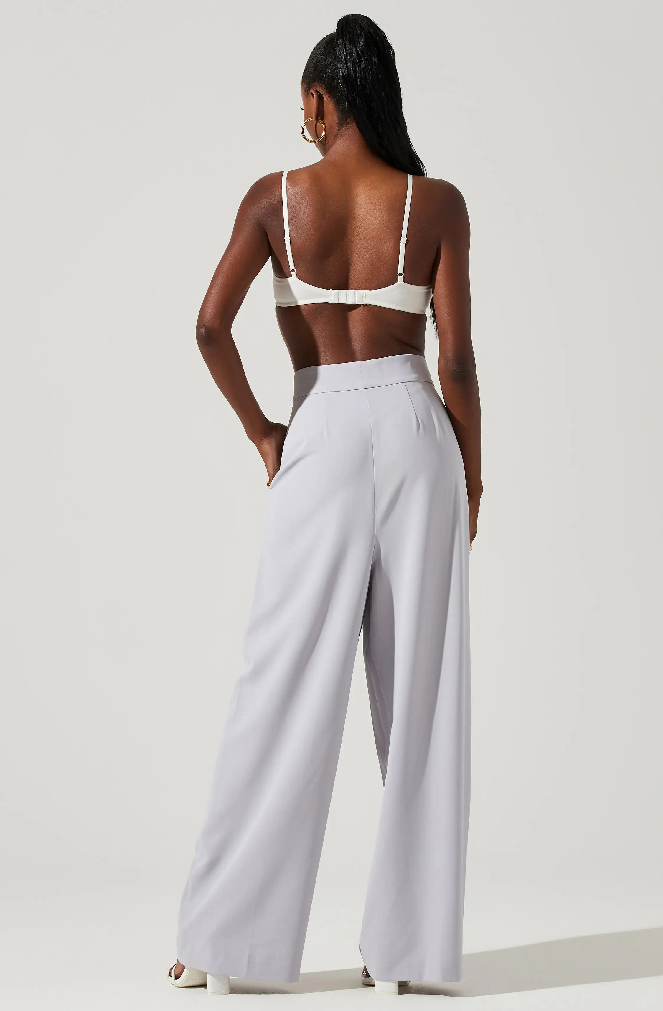 Boyfriend Criss Cross Pleated Wide Leg Pants