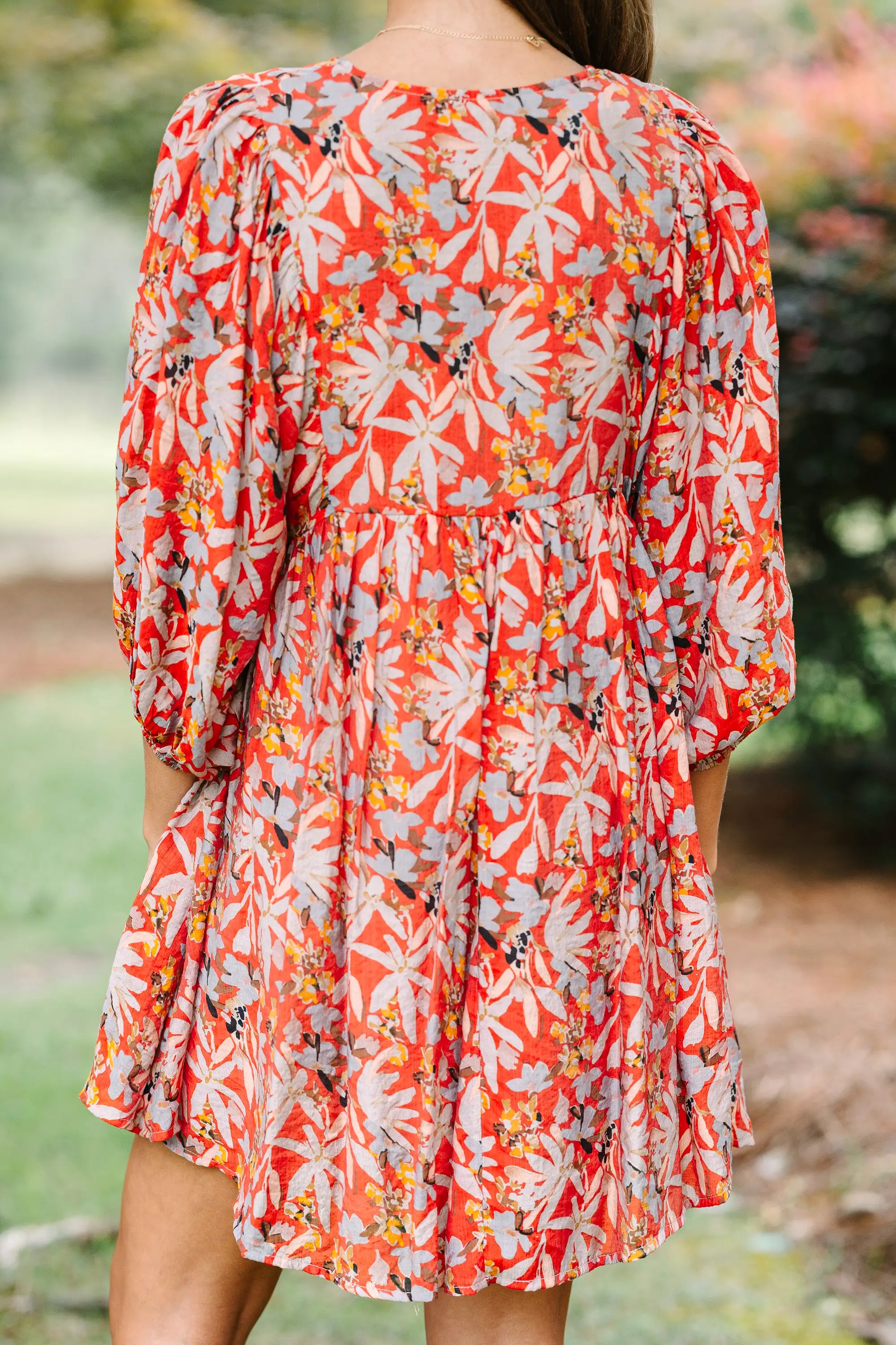 By Your Side Rust Orange Floral Dress