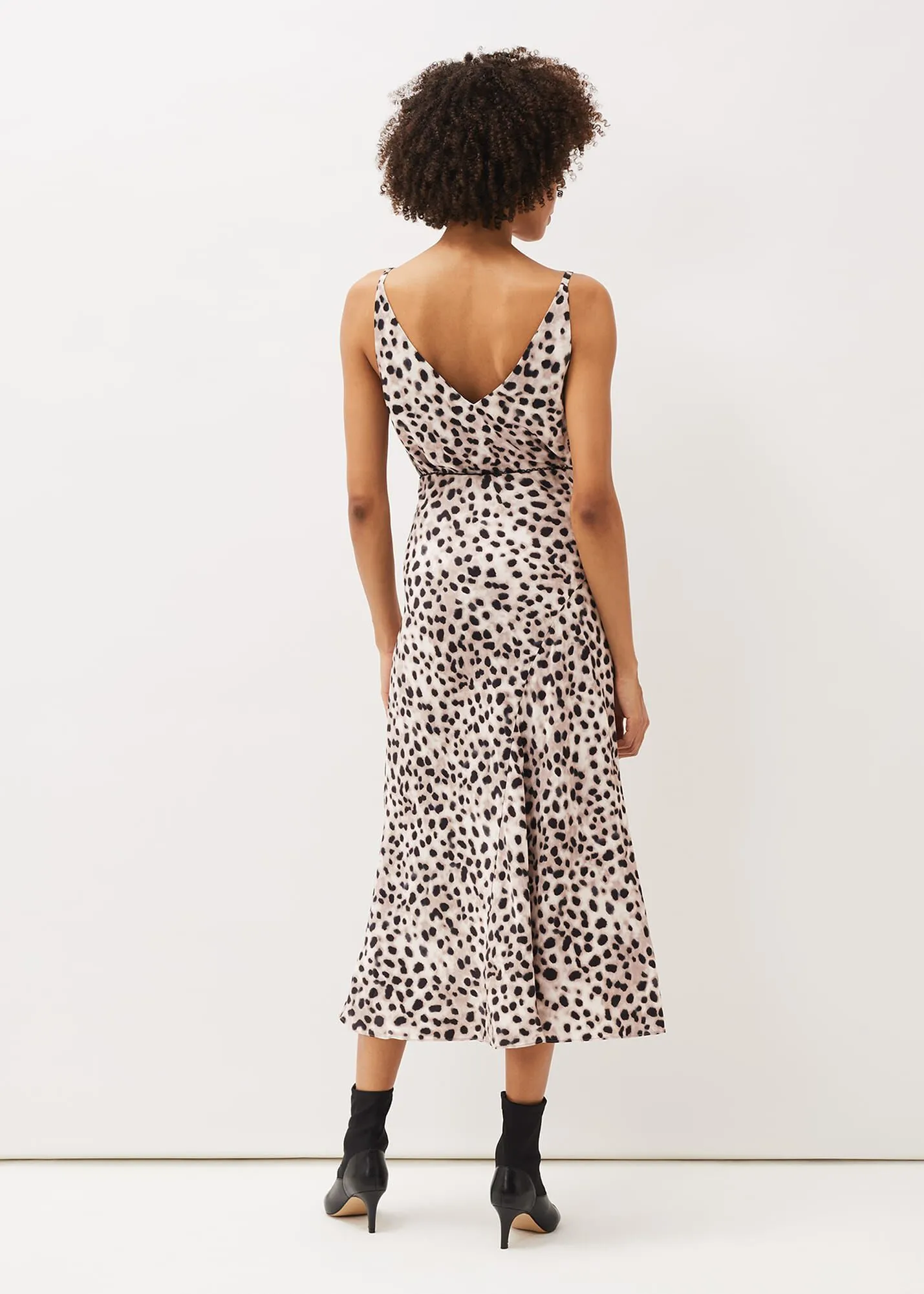 Calla Leopard Print Satin Midi Skirt