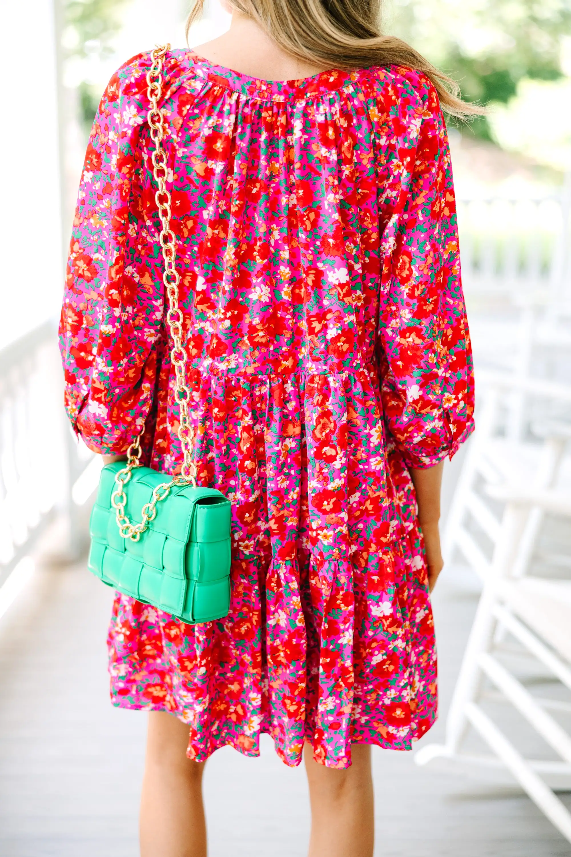 Can't Be Outdone Fuchsia Pink Ditsy Floral Dress