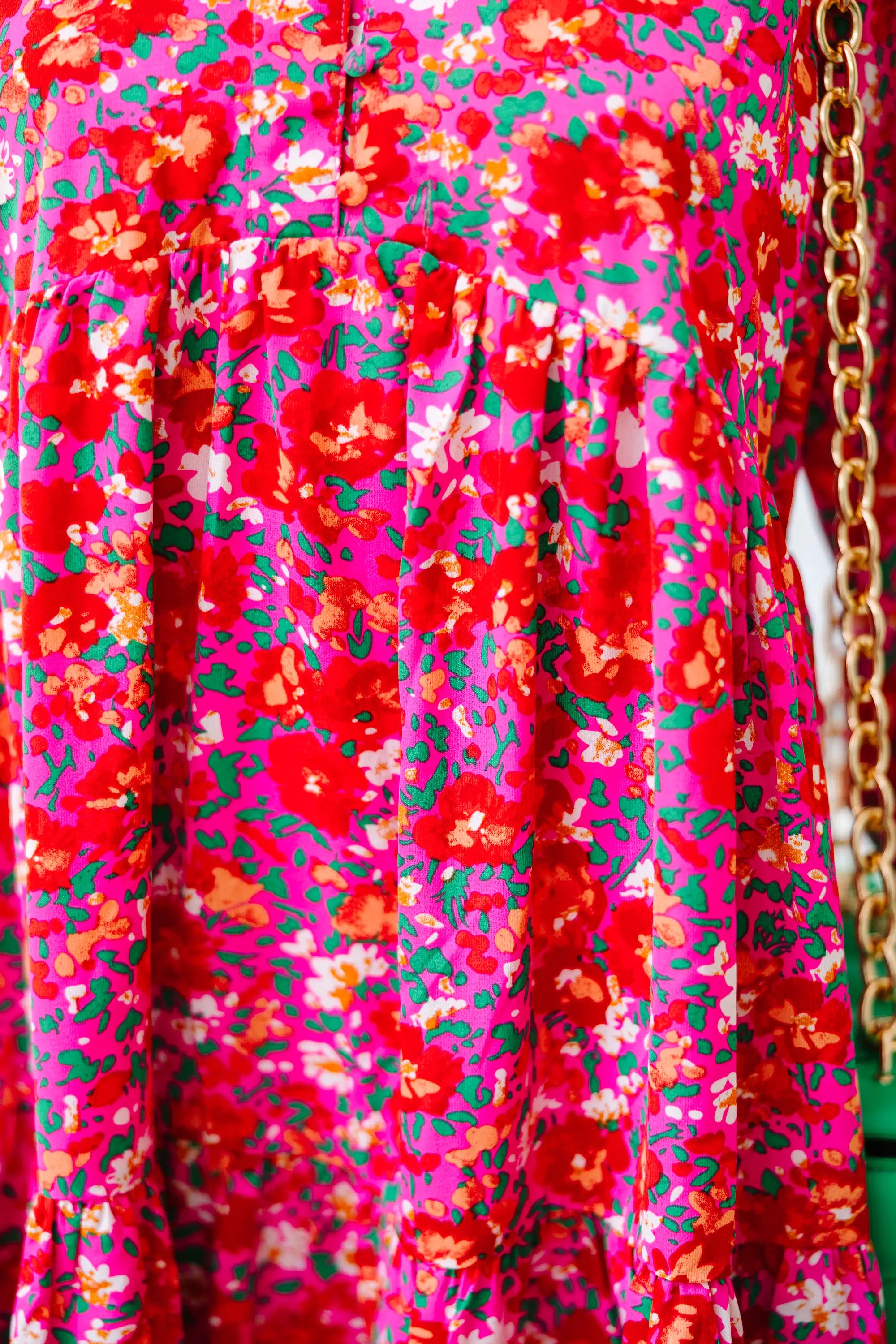 Can't Be Outdone Fuchsia Pink Ditsy Floral Dress