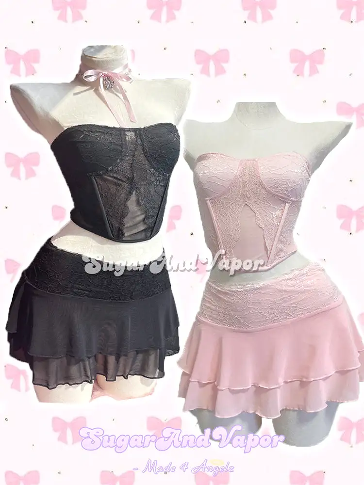 Celeste Lace Mesh Corset Dress Set