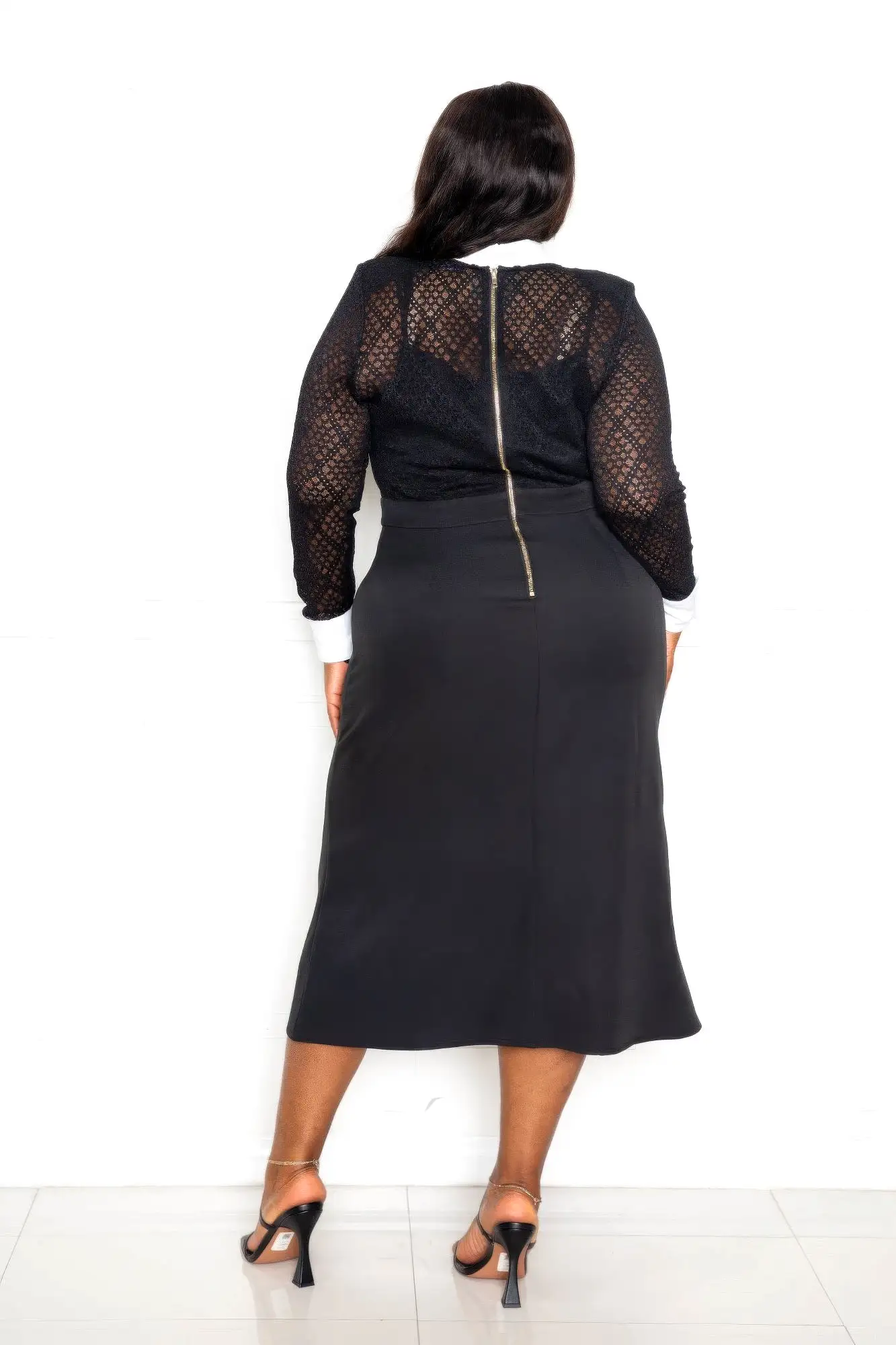 Collared Lace Midi Dress