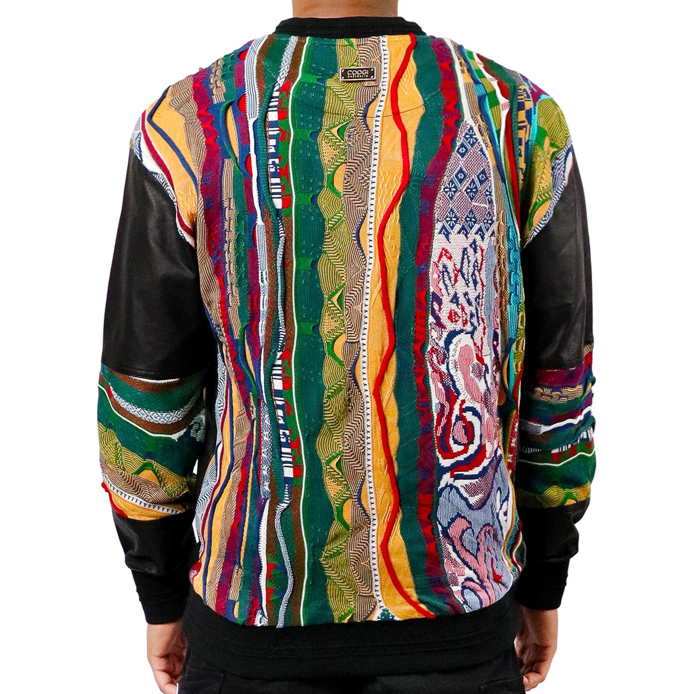 COOGI Leather, Suede and Sweater Pieced Crew - Black