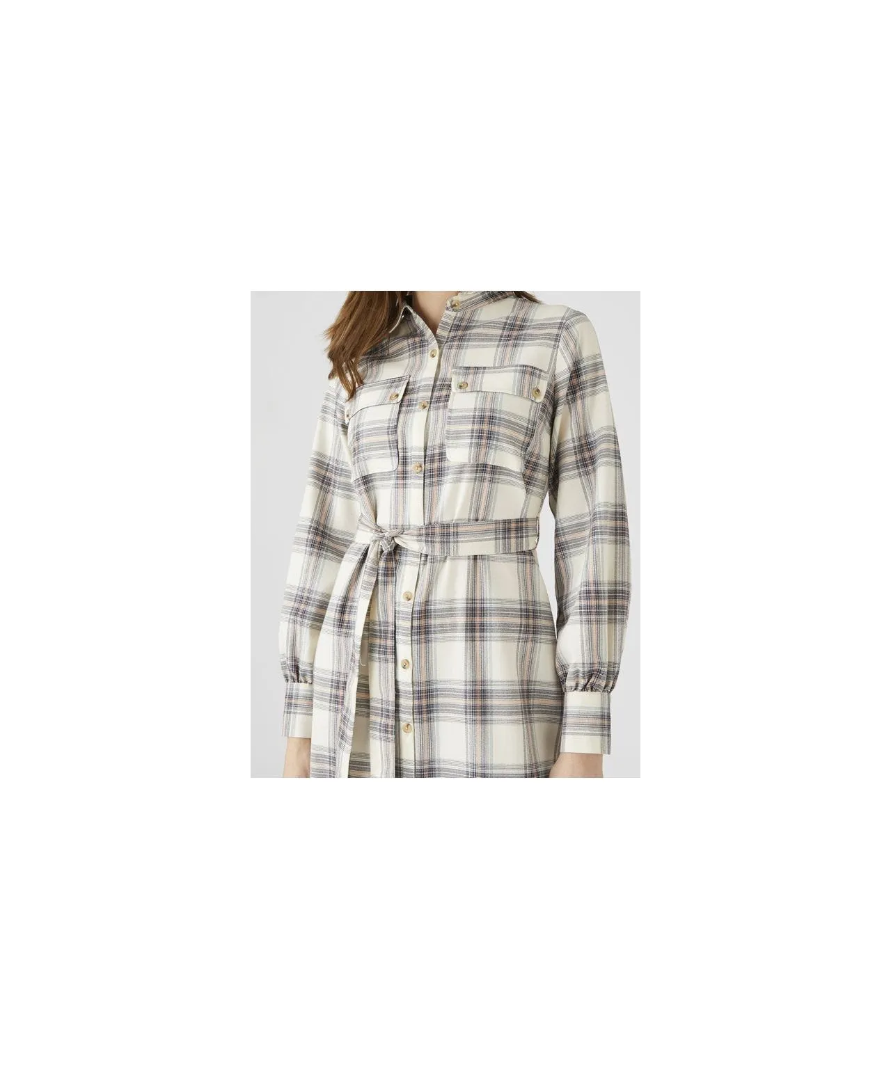 Cotton Rich Tie Front Check Shirt Dress