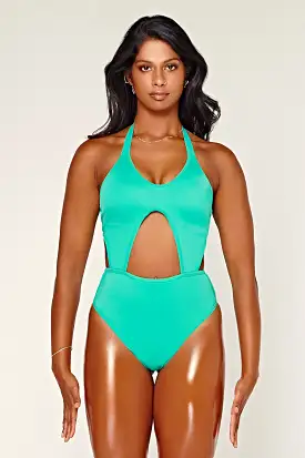 CXIX Dollhaus Halter Bodysuit - Aqua