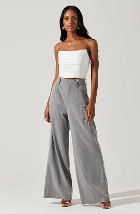 Dawson Pinstripe Asymmetric Wide Leg Pants