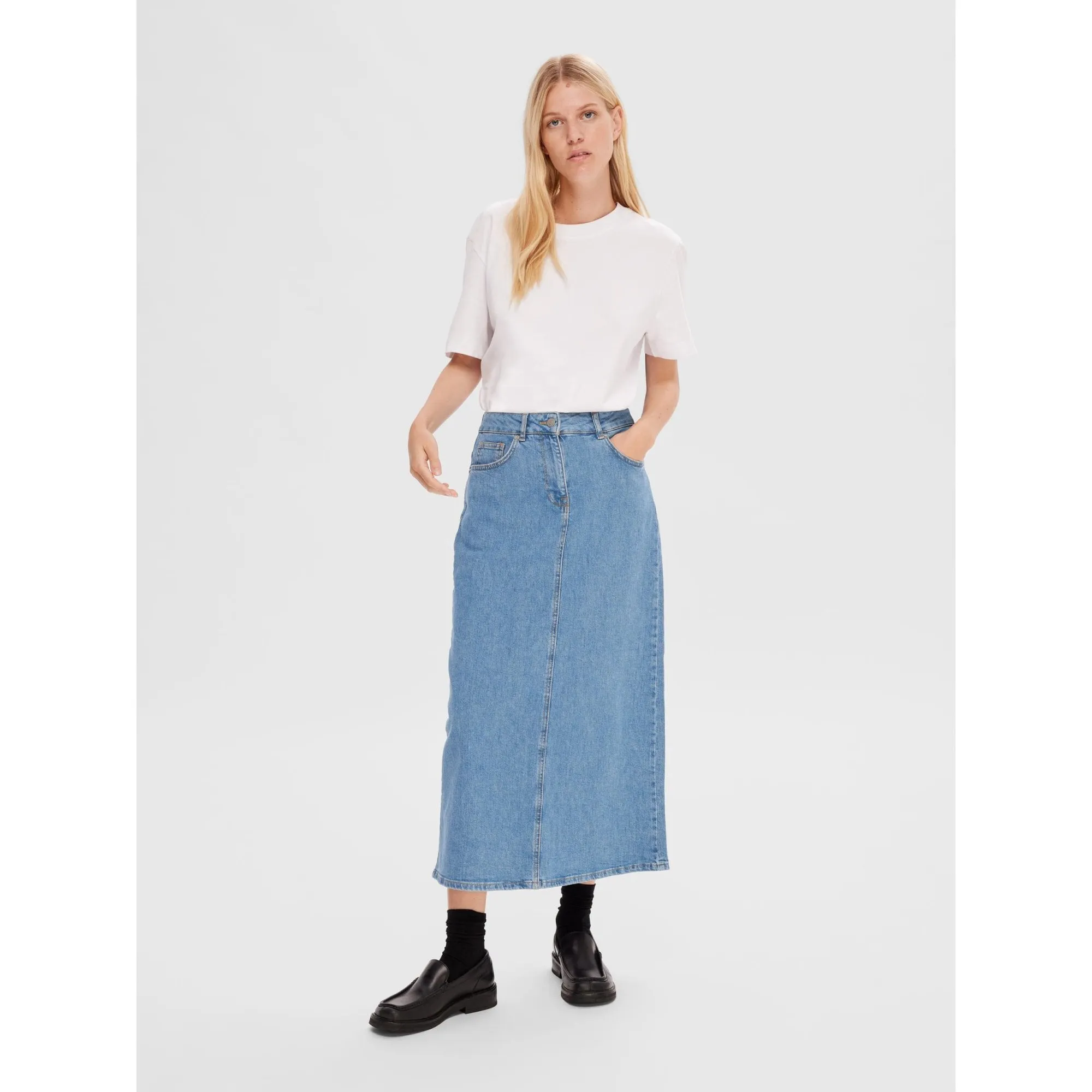 Denim Midi Skirt