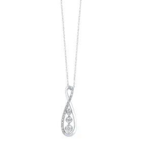 Diamond 3-Stone Journey Infinity Pendant Necklace in 14k White Gold ( ctw)