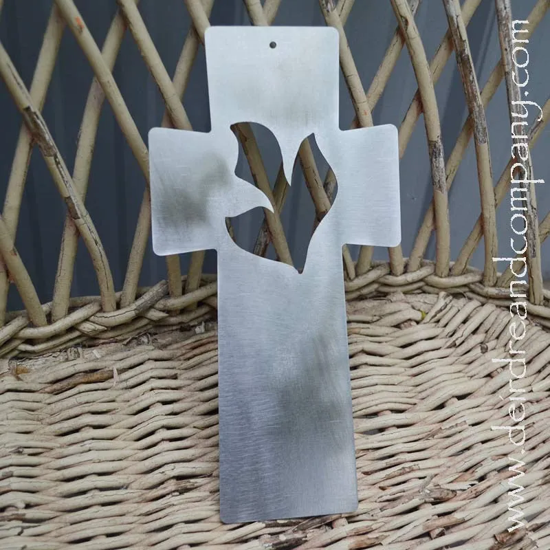 Dove Cross Wall Hanging in Stainless Steel