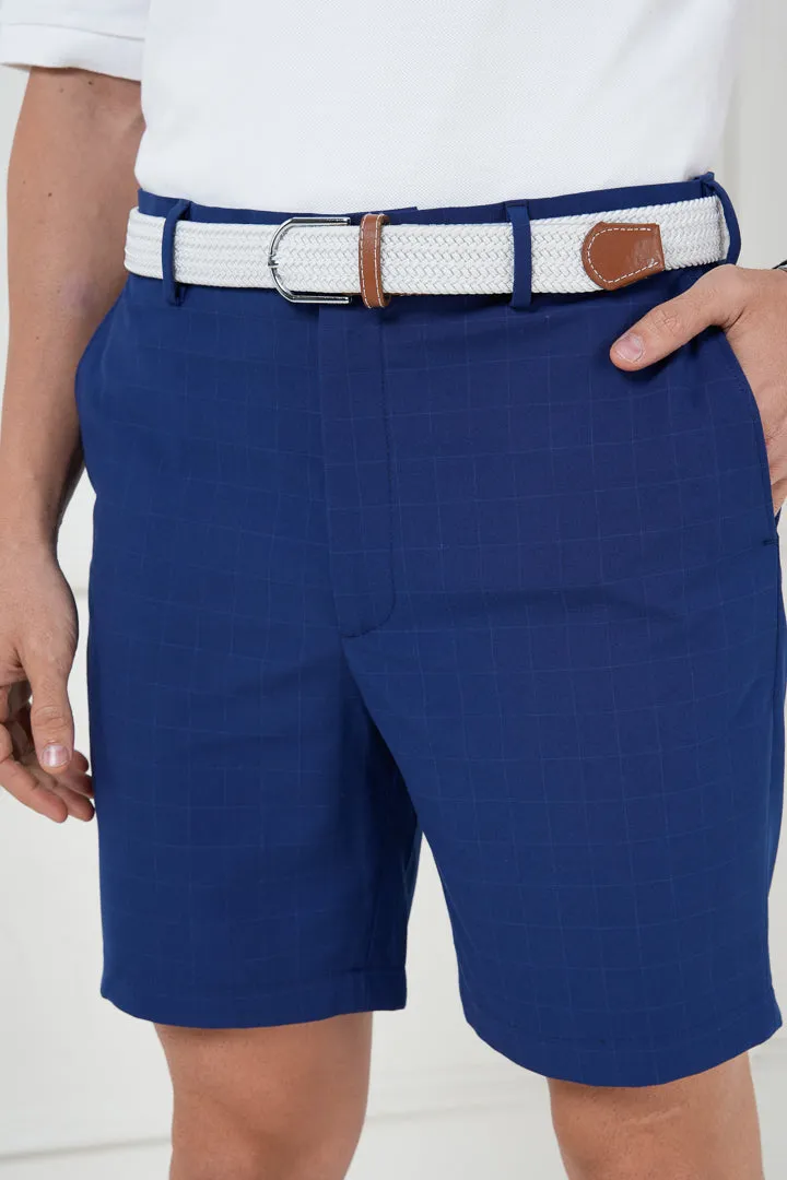 Electric Blue Checks Stretch Chino Shorts