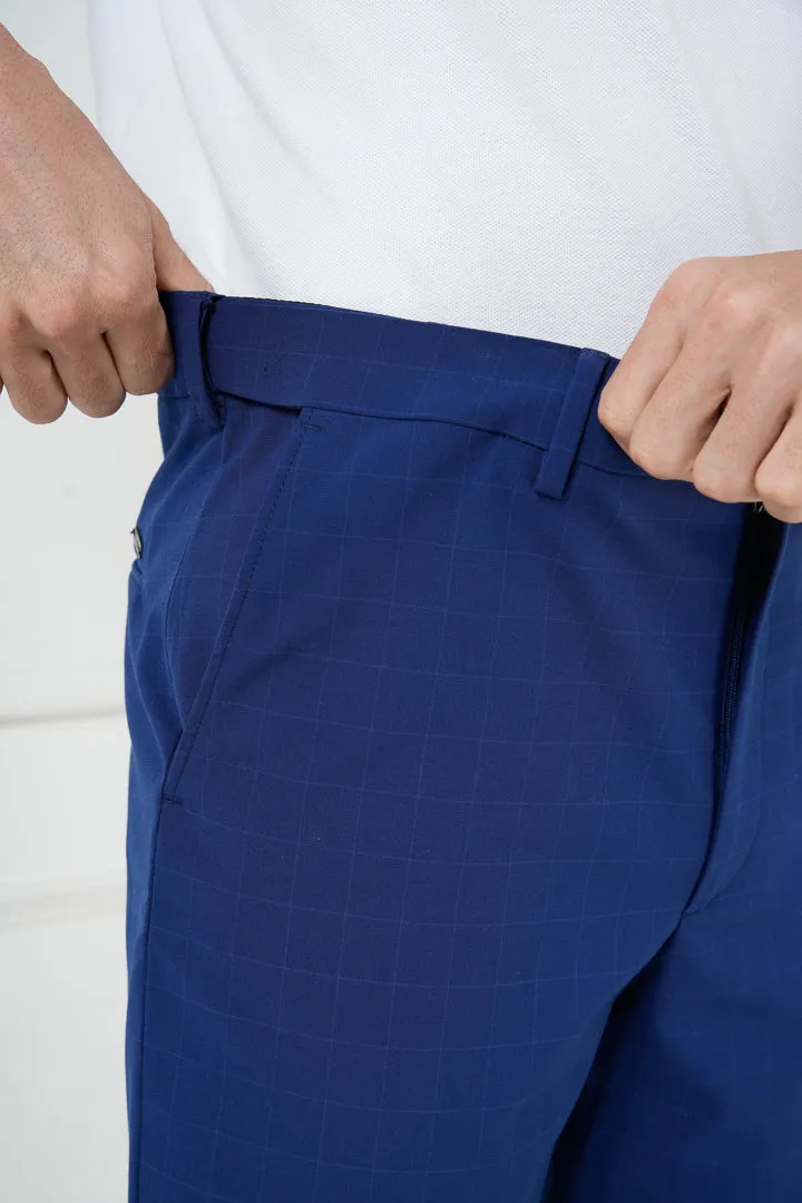 Electric Blue Checks Stretch Chino Shorts