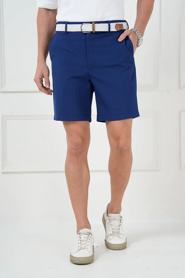 Electric Blue Checks Stretch Chino Shorts