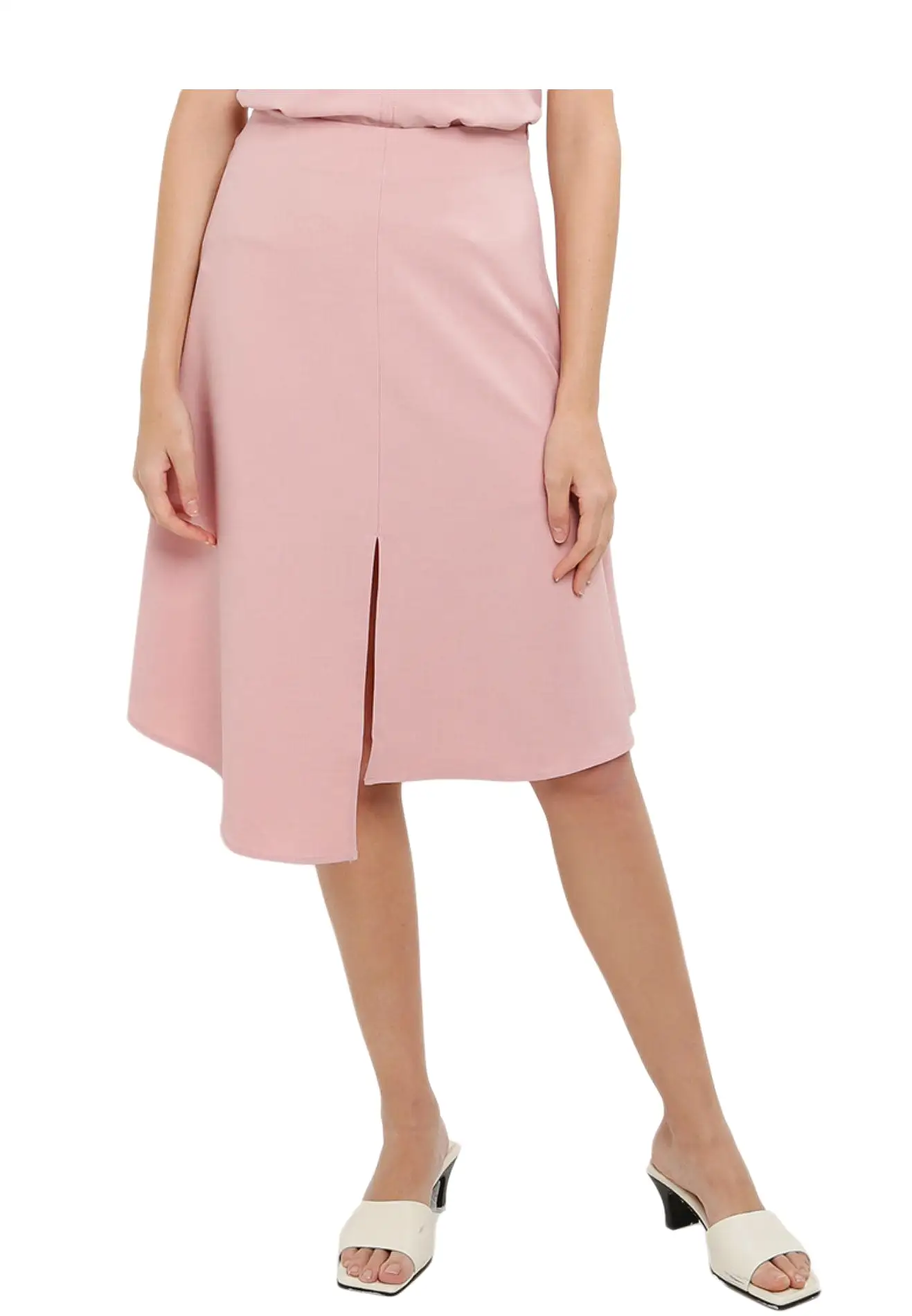 ELLE Apparel Irregular Hem Midi Skirt