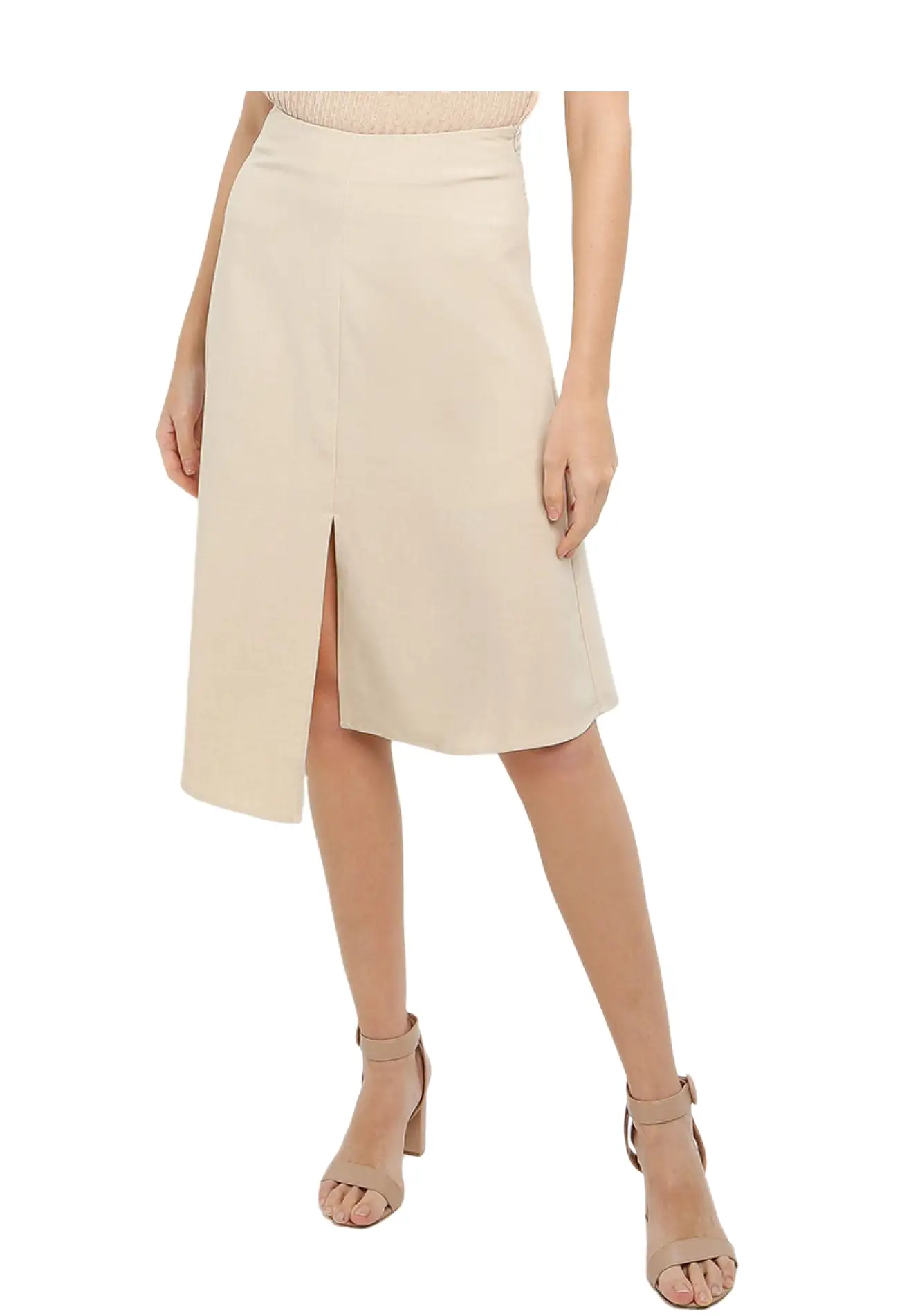 ELLE Apparel Irregular Hem Midi Skirt