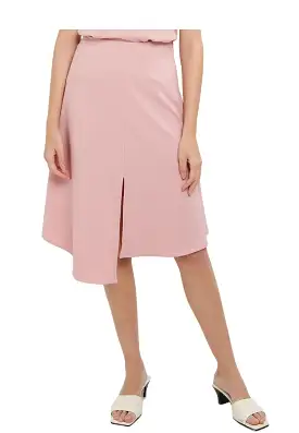 ELLE Apparel Irregular Hem Midi Skirt