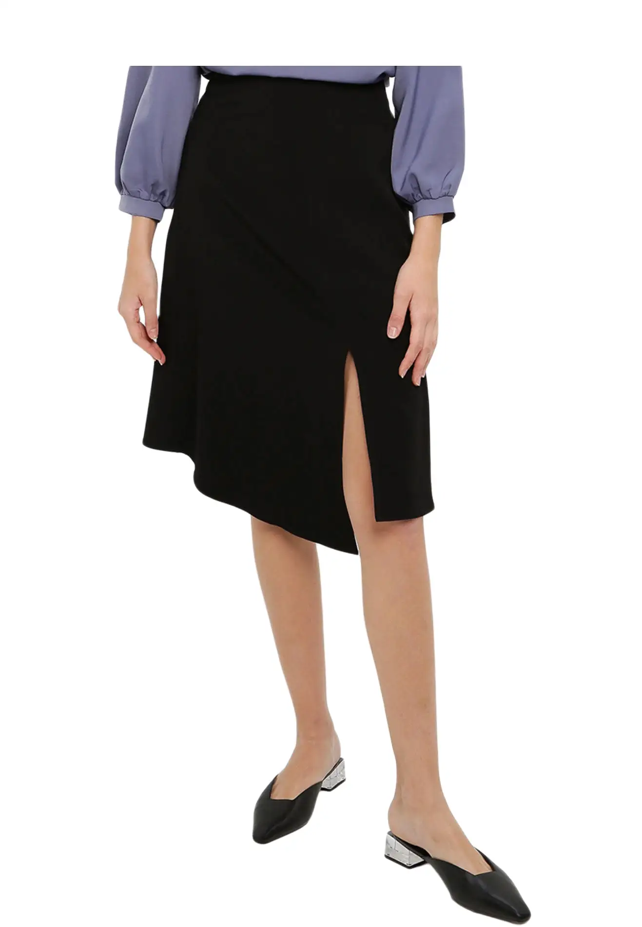 ELLE Apparel Irregular Hem Midi Skirt