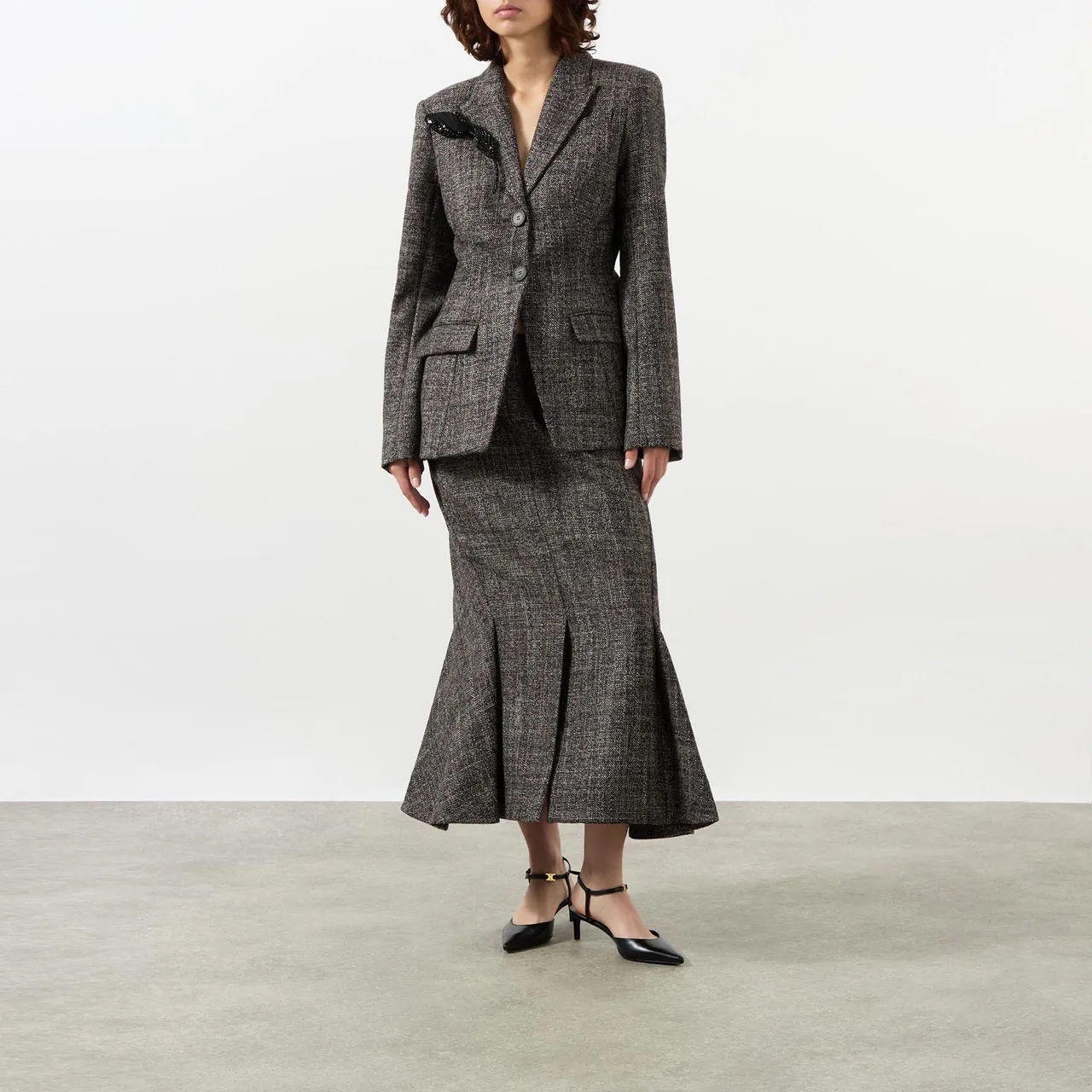 ERDEM Single-Breasted Fitted Blazer - Grey