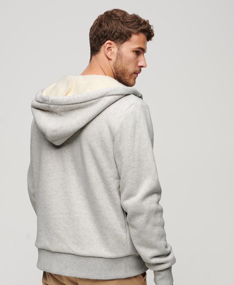 Essential Borg Lined Zip Hoodie | Glacier Grey Marle