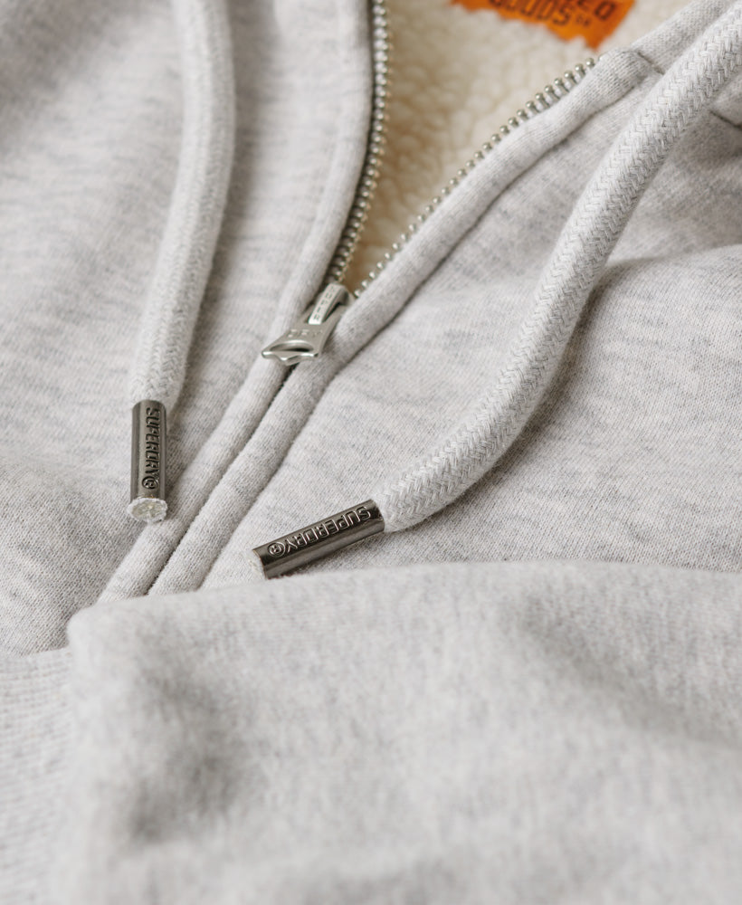 Essential Borg Lined Zip Hoodie | Glacier Grey Marle