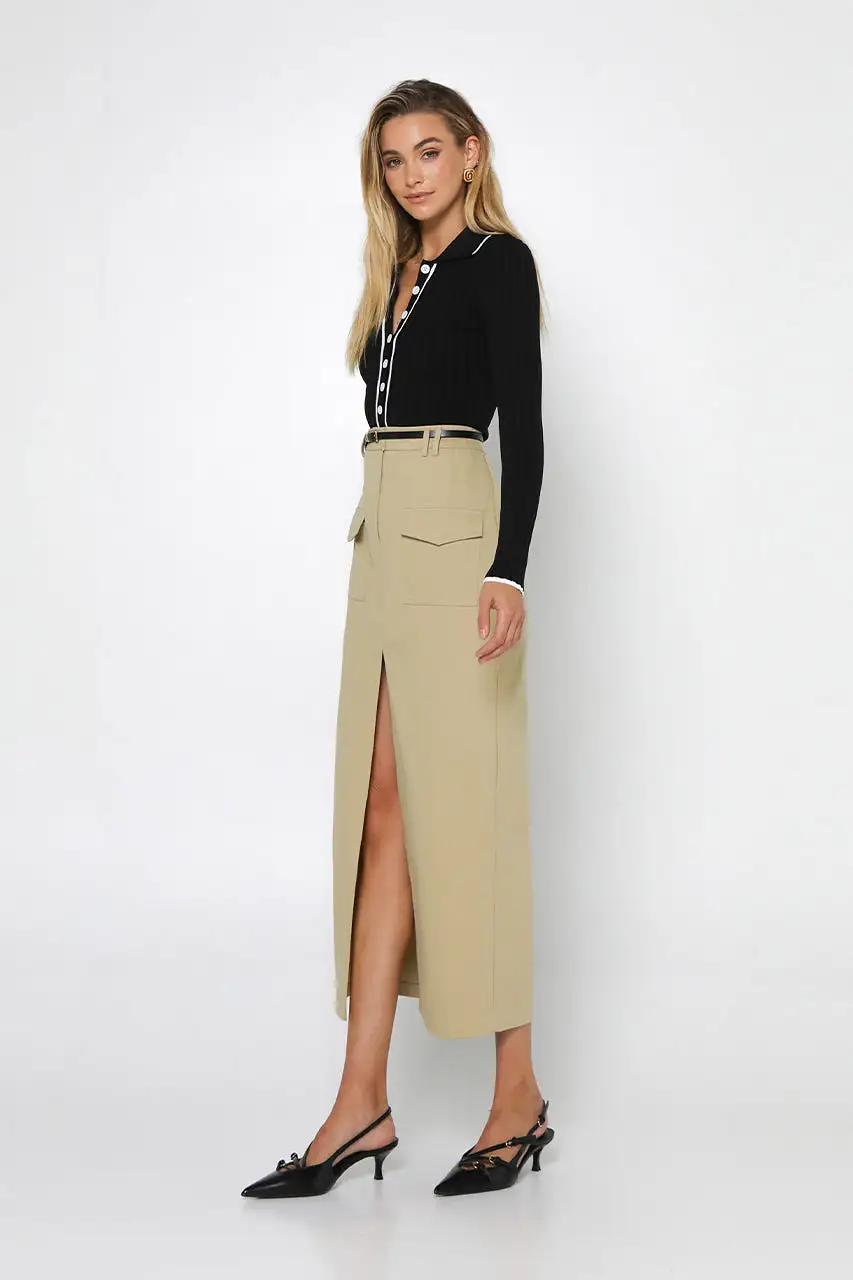 Evan Midi Skirt | Moss